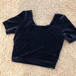 American Apparel Blue velvet crop top Medium